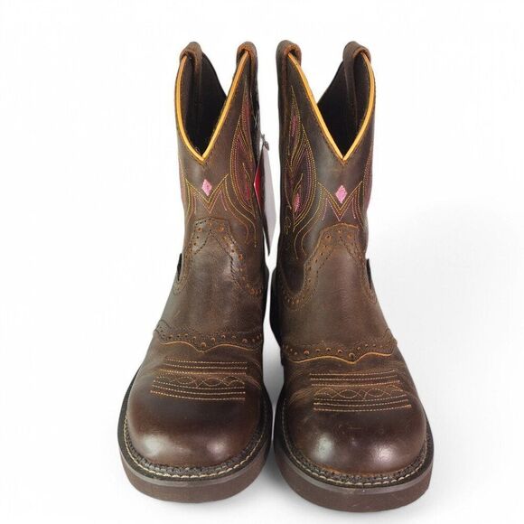 Justin Gemma 8" Round Toe Western Cowboy Boots Dark Brown GY9526 Women's 7B - Picture 3 of 10